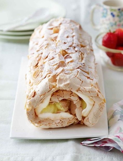 Find 1000s of triple-tested recipes, expert cooking advice from your favourite celebrity chefs and the latest food trends Lemon Meringue Roulade, Lemon Roulade, Roulade Cake, Meringue Roulade, Mary Berry Recipe, Berries Recipes, Lemon Desserts, Lemon Meringue, Cake Roll