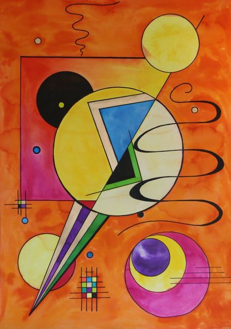 Abstract Painting Diy, Kandinsky Art, Cubist Art, Geometric Shapes Art, Wassily Kandinsky Paintings, Bright Art, Intuitive Art, Abstract Geometric Art, Canvas Painting Designs