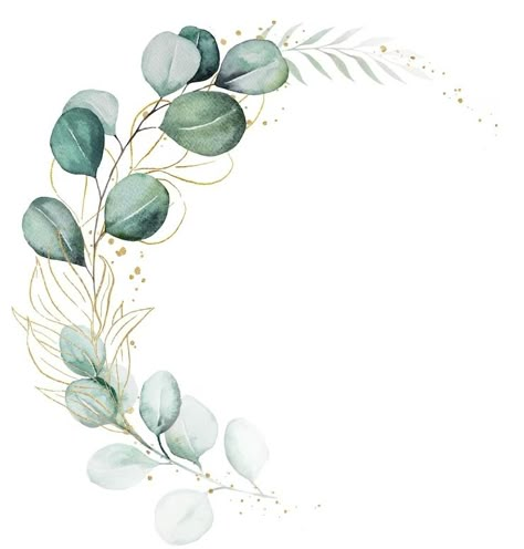 Eucalyptus Border Design, Eucalyptus Picture, Eucalyptus Wedding Theme, Eucalyptus Artwork, Watercolor Wedding Cards, Floral Wreath Illustration, Eucalyptus Painting, Eucalyptus Illustration, Greenery Illustration