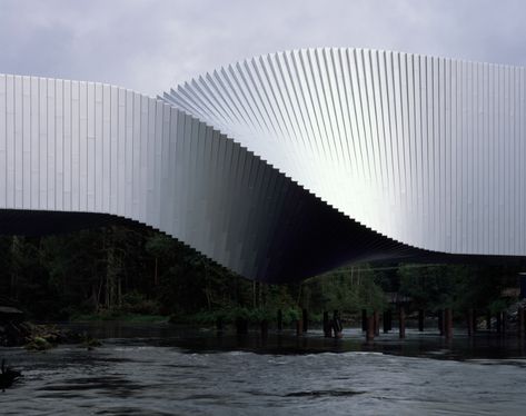 BIG bridges river with The Twist art gallery at the Kistefos sculpture park Norwegian Architecture, Large Format Art, Bjarke Ingels Group, Bjarke Ingels, Easy Backdrops, Cap Ferret, New Museum, Sculpture Park, Over The River