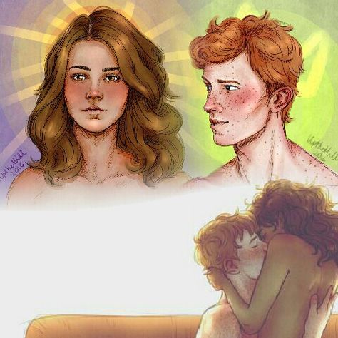 Fremione Fan Art, Ronmione Fanart, Romione Fanart, Romione Fan Art, Fanart Harry Potter, Harry Potter Couples, Ron Weasley Hermione Granger, Harry Potter Art Drawings, Images Harry Potter