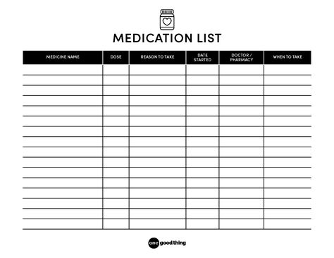 Weekly Medication Log Free Printable, Medication Chart Printable, Medical Binder Printables, Family Emergency Binder, Budget Spreadsheet Template, Organizational Printables, Medication Log, Medical Binder, Medication List