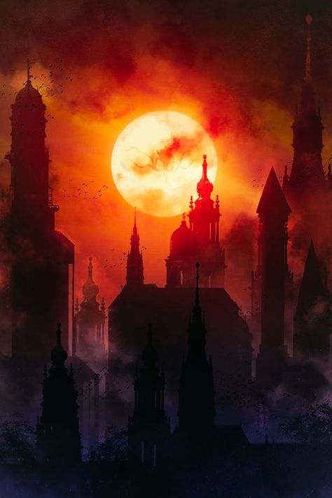 Bloodborne Art, City Night, 다크 판타지, Fantasy City, Bloodborne, Fantasy Setting, Fantasy Places, Airbrush Art, Night View