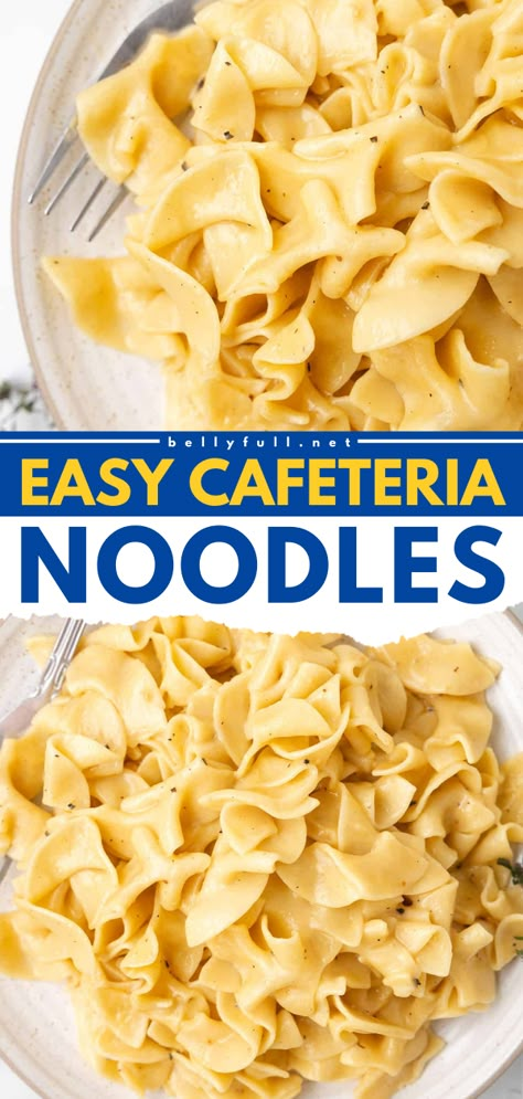 Learn how to make Cafeteria Noodles! This easy side dish recipe has recently gone viral on TikTok. In just 20 minutes, you can have these butter egg noodles that taste so good! Perfect if you want something different for dinner tonight! Creamy Cafeteria Noodles Al Dente Diva, Walkaway Noodles, Westphalia Noodles, Buttered Egg Noodle Recipes Easy, Creamy Cafeteria Noodles, Lunch Lady Noodles, Cafeteria Noodles With Cream Of Chicken, Wide Egg Noodle Recipes Dinners, Cafeteria Noodles Recipe