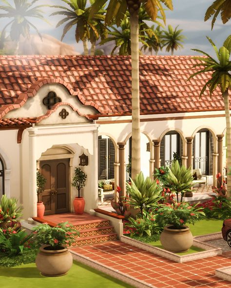 helloavocado sims 4 cc finds Sims 4 Modern Spanish House, Sims 4 Mission Style, Ts4 Mediterranean House, Meditterean House Sims 4, Sims 4 Hacienda Cc, Sims 4 Houses Mediterranean, Sims 4 Desert Mansion, Spanish Style Homes Sims 4, Spanish Home Sims 4