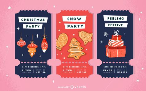 Christmas Party Ticket Design, Christmas Party Themed, Christmas Ticket, Ticket Drawing, Christmas Party Drinks, Drink Ticket, Party Tickets, Ticket Design, Christmas Invitation