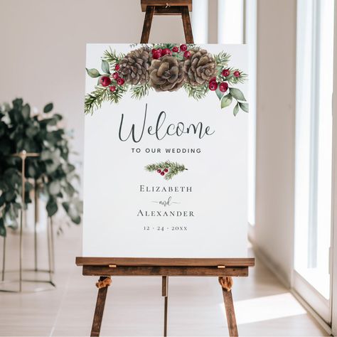 Welcome Sign Christmas, Greenery Wedding Invitations, Holiday Poster, Wedding Posters, Wedding Welcome Sign, Christmas Party Supplies, Welcome To Our Wedding, Wedding Welcome Signs, Greenery Wedding