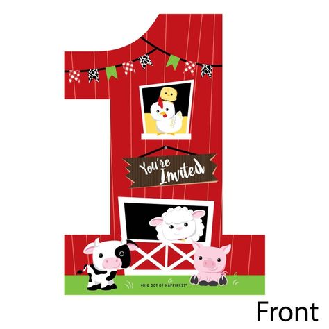 1st Birthday Farm Animals Fill-In the Blank Invitation Set INCLUDES 12 first birthday party invitations and 12 premium white envelopes. 1st Birthday Farm Animals fill-in invitations are perfect for any event. The barnyard theme is great for a birthday party. Farm Animals 1st Birthday invitations SIZE 5 inches by 7 inches. The included envelopes measure 5 inches by 7 inches. The back of each 1st Birthday Farm Animals invitation has space to add your party details: For: Date: Time: Place: Given By Barnyard First Birthday, Farm Animals Invitations, Animal Party Invitations, Barnyard Theme, Farm Invitation, Safari Animals Birthday, Farm Animal Party, Farm Animals Birthday Party, Farm Animal Birthday