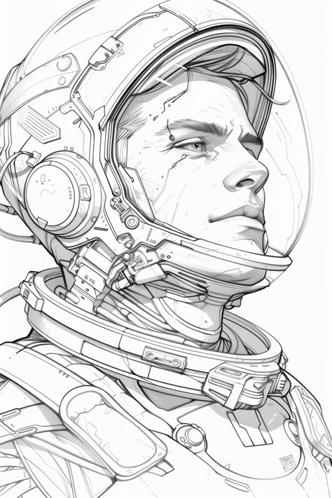 Art showcase mentored by ThetaCursed, License: CC BY-NC 4.0 Pencil Art Drawing Ideas, Space Man Art, Space Man Drawing, Strong Drawing, Space Helmet Drawing, Digital Line Art, Space Line Art, Man Face Drawing, Space Ships Drawing