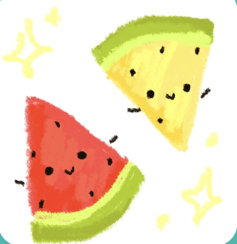 Cute Watermelon Drawing, Watermelon Doodle, Fruit Doodles, Watermelon Drawing, Noteit Ideas, Fruit Doodle, Cute Home Screens, Cute Watermelon, Summer Books