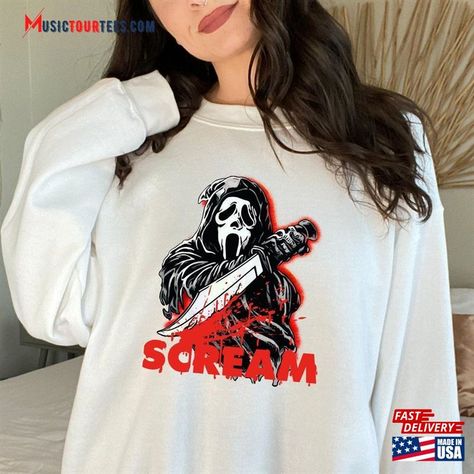 Scream Vintage Halloween Sweatshirt Ghostface Hoodie Horror Movie Shirt T-Shirt Check more at https://musictourtees.com/product/scream-vintage-halloween-sweatshirt-ghostface-hoodie-horror-movie-shirt-t-shirt/ Scream Merch, Ghostface Hoodie, Scream Vintage, Scream Movie, Halloween Sweatshirt, Horror Movie, Vintage Halloween, Scream, Halloween