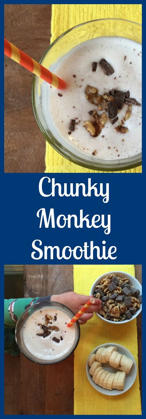 This smoothie starts with the perfect pairing of chocolate milk + walnuts. Both of these ingredients are packed with nutrients that not only taste delicious, but they also help to fuel any busy day. From @MomNutrition Chunky Monkey Smoothie, Smoothie Chocolate, Resep Smoothie, Chunky Monkey, Smoothie Prep, Diet Vegetarian, Healthy Smoothie, Smoothie Shakes, Banana Smoothie