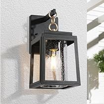 Exterior Black Light Fixtures, Farmhouse House Design, Black Light Fixtures, Black Outdoor Lights, Modern Farmhouse Light Fixtures, Glass Farmhouse, Gold Element, Lantern Light Fixture, Outdoor Light Fixture