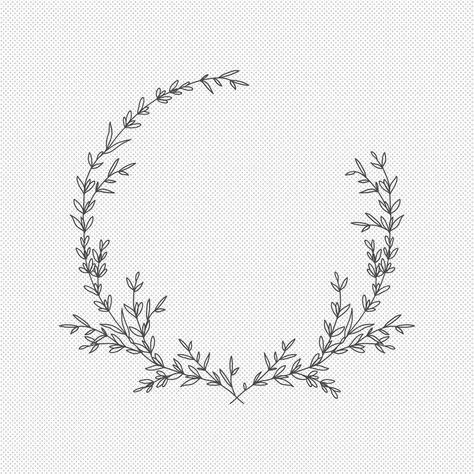 Floral Wreath Svg, Wreath Illustration, Spring Svg, Wreath Svg, Wreath Drawing, Botanical Tattoo, Summer Svg, Floral Drawing, Pola Sulam