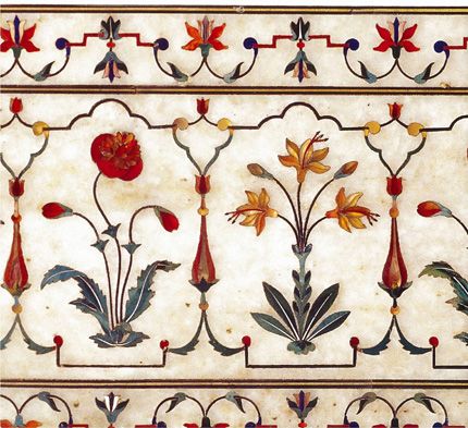 Mughal Art Motifs, Mughal Floral Motifs, Mughal Prints, Tac Mahal, Mughal Art Paintings, Mughal Architecture, Mughal Art, Mughal Paintings, Marble Inlay