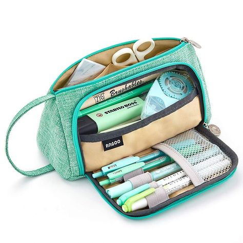 Mint Green Pencil Case - This quirky little pencil case would make a fantastic hook and notions bag! Opens from the top or from the side, and has a little compartment inside for smaller items! 😍  #crochet #crochetbags #notionscase #pencilcase #crochetenvy #crafts #hooks Pencil Case Pouch, Pink Gift Box, Pen Bag, Pencil Case Stationery, Pen Pouch, Cute School Supplies, Pouch Organizer, Travel Wallet, Color Pencil