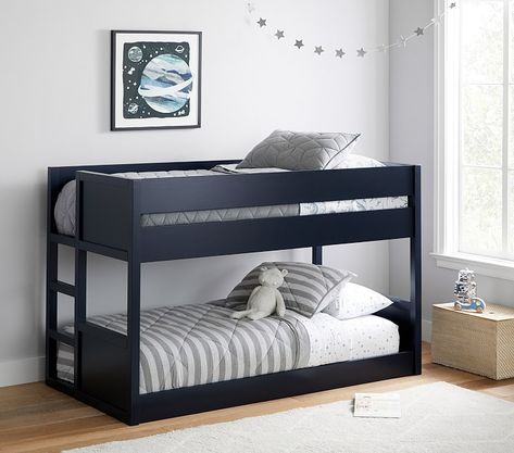 Camden Twin-over-Twin Low Kids Bunk Bed | Pottery Barn Kids Bunk Beds Pottery Barn Kids, Low Bunk Bed, Toddler Bunk Beds, Low Bunk Beds, Bunk Bed With Slide, Bunk Bed Loft, Big Kid Bed, Cool Bunk Beds, Bunk Beds With Stairs