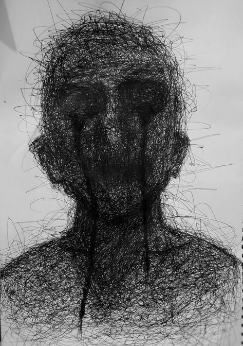 Abstract Angry Art, Mental Illustration Design, Anguish Expression, Surrealism Drawing Dark, Dead Person Drawing, Horrified Face Expression Drawing, Depersonalisation Drawing, Schizophrène Art, Emotion Art