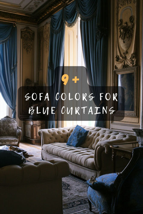 Not sure what sofa color works best with blue curtains? These 9 ideas include neutral tones, bold contrasts, and complementary shades to create a stylish and cohesive look. Tap to explore now! 🛋✨ #BlueCurtainDecor #SofaColorIdeas #StylishInteriors #HomeDecorTips #NeutralAndChic #CozySpaces #InteriorDesignGoals Navy Curtains Living Room Color Schemes, Dark Blue Curtains Living Room, Navy Curtains Living Room, Blue Curtains Living Room, Dark Blue Curtains, Navy Curtains, Color Sofa, Living Room Color Schemes, Blue Curtains