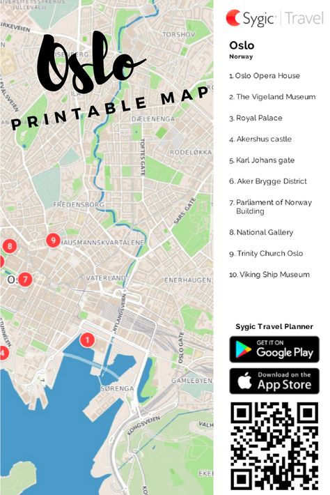 Get your free printable touristic map of Oslo, capital city of Norway (Scandinavia). Oslo Map, Norway Map, Oslo Opera House, Walking Map, Tourist Map, Printable Maps, House Map, Cities In Europe, Cruise Port