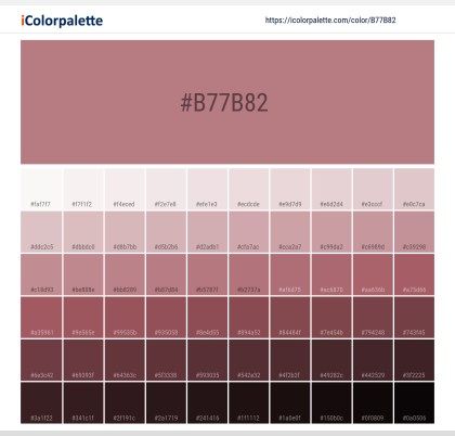 Pantone 17-1718 Tpx Dusty Rose Color | Hex color Code #B77B82 information | Hsl | Rgb | Pantone Pantone Color Book, Space Information, Hexadecimal Color, Hex Color, Hiasan Bilik Tidur, Hex Color Palette, Color Palette Challenge, Color Palette Yellow, Red Colour Palette