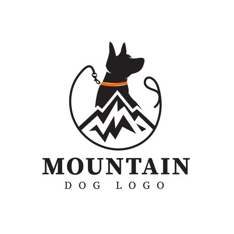 Mountain Dog Logo. This logo can also be used for a pet business or pet training center. Logo design inspiration Center Logo Design, Logo Montagne, Dog Logo Design, Logo Design Agency, Dog Business, Clothing Brand Logos, Center Logo, Mountain Logos, Pet Businesses