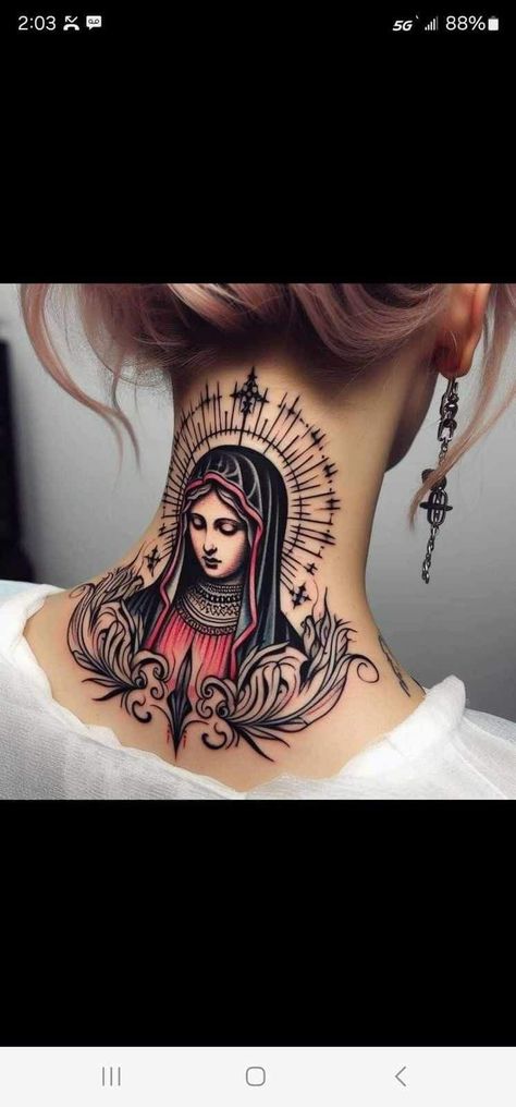 Mob Tattoo Design, Mother Of God Tattoo, Tattoo Buddha, Crucifix Tattoo, Mother Mary Tattoos, Backpiece Tattoo, God Tattoo, Mary Tattoo, Man Tattoo