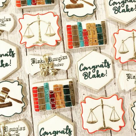 Lawyer Cookies Decorated, Law School Cookies, Law School Graduation Cookies, Lawyer Cookies, Law Cookies, Juris Doctor, Celebration Cookies, Doctor Lawyer, Law School Graduation Party