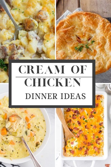 I don't know why I forget about cream of chicken recipes because they are always so good. As I travel a lot, when I get home after being away I want comfort food, and I don't want to have to work too hard to get it! These recipes are all easy and delicious! Cream Of Chicken Soup With Rice, Can Of Cream Of Chicken Soup Recipes, Cream Of Chicken Soup Recipes Cambells, Chicken Recipes With Cream Of Chicken, Recipes Using Cream Of Chicken Soup, Baked Chicken With Cream Of Chicken Soup, Recipes With Cream Of Chicken Soup, Recipes With Cream Of Chicken, Boneless Recipes