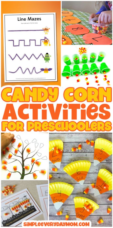 Candy Corn Preschool Crafts, October Activities For Preschoolers, October Small Group Activities, Candy Corn Crafts Preschool, Pumpkin Math Activities For Preschool, Candy Corn Activities Preschool, Candy Corn Preschool Activities, Candy Corn Preschool Art, Halloween Activities For Prek