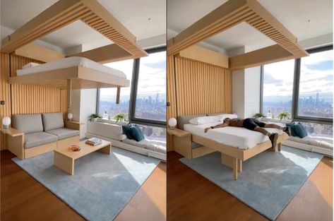 New Yorker baffles TikTok with tour of his ‘futuristic’ high-tech studio apartment: ‘This is the dream’ #multifamily https://www.intheknow.com/post/new-york-studio-apartment-ori-cloud-bed/?utm_content=bufferfe217&utm_medium=social&utm_source=pinterest.com&utm_campaign=buffer Cloud Bed, New York Studio, Mgmt, Studio Apartment, New Yorker, The Dream, High Tech, Room Divider, Apartment