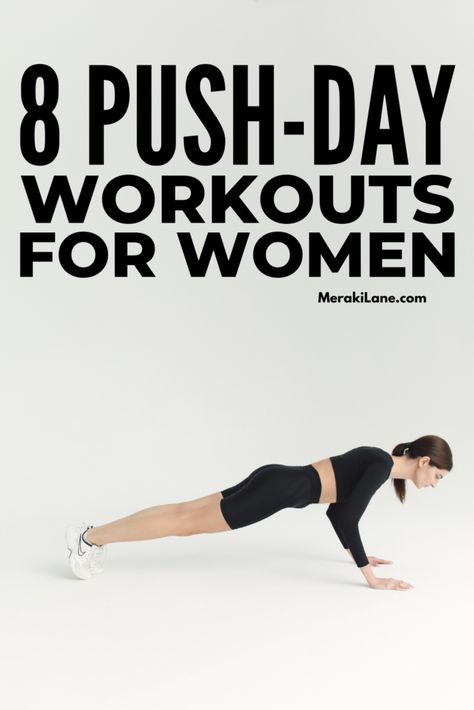 8 Push Day Workouts to Target Your Chest, Shoulders, and Triceps Tricep Pushup, Chest And Shoulder Workout, Push Day Workout, Pull Day Workout, Upper Body Cardio, Chest Workout At Home, Push Workout, Strength Training Routine, Push Day