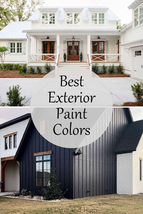 It can be so hard to choose paint colors for a space as large as the exterior of your home. I have gathered all the best exterior paint colors for 2024, the trends in exterior paint the designers are choosing, as well as some other things you will want to keep in mind when choosing accents for the exterior of your home. It's all right here! Front House Paint Ideas, Paint For Exterior Of House, House Color Outside Paint, Outdoor House Paint Colors 2025, External Paint Ideas Exterior Houses, Best Outdoor Paint Colors For House, Tan Roof House Colors Exterior Paint, Popular Outdoor Paint Colors For House, Paint Colors For Outside Of House