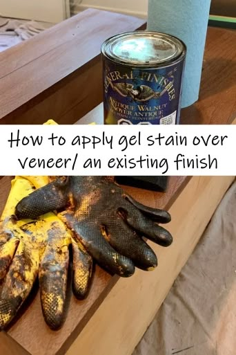 How To Use Gel Stain Over Existing Stain, How To Apply Gel Stain, How To Use Gel Stain, Gel Stain Over Cherry Cabinets, Gel Stain Furniture, Appliance Makeover, Minwax Gel Stain, Masonite Interior Doors, Veneer Flooring