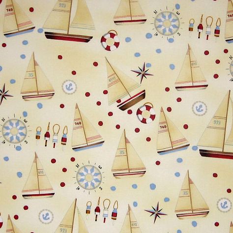 Sea Fabric, Nautical Quilt, Nautical Design, Patchwork Quilting, Repeating Patterns, Fabric Cotton, Pure Cotton, Sailing, Nautical