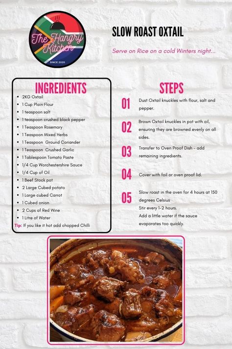 Oxtail Recipes South African, Oxtail Potjiekos Recipes South Africa, Beesvleis Resepte, Poitjie Recipes, Chopped Recipes, Oxtail Recipes Easy, Oxtail Recipe, Oxtail Recipes, Homemade Bread Easy