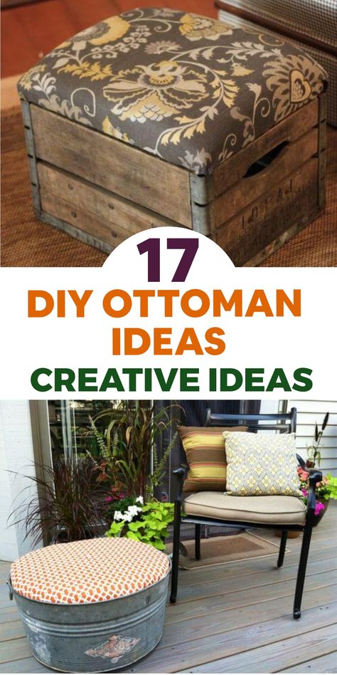 Explore sustainable decor by upcycling your living space with creative DIY ottoman ideas using recycled items. Transform old tires into trendy ottomans by wrapping them in rope or fabric, repurpose wooden crates into rustic seats, or add a cushioned top to an old coffee table for a unique furniture piece. Enhance your home decor with eco-friendly style and functionality while making a green statement. Discover innovative ottoman projects that blend environmental consciousness with comfort and ch Wooden Crate Storage Ideas, Diy Ottoman Ideas, Ottoman Ideas, Crate Ottoman, Diy Storage Ottoman, Wooden Box Diy, Diy Suitcase, Diy Dining Room Table, Succulent Planter Diy