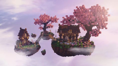 Minecraft Aesthetics, Sky Village, Minecraft Houses Survival, Island Survival, Minecraft Blocks, Minecraft House Plans, Build Inspiration, Minecraft House Tutorials, Floating Island