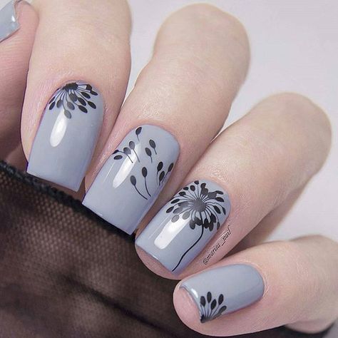 424 Gray And Black Nails, Nail Art Easter, Grey Nail Art, Grey Nail, Romantic Nails, Galaxy Nails, Gray Nails, Classy Acrylic Nails, Best Nail Art Designs