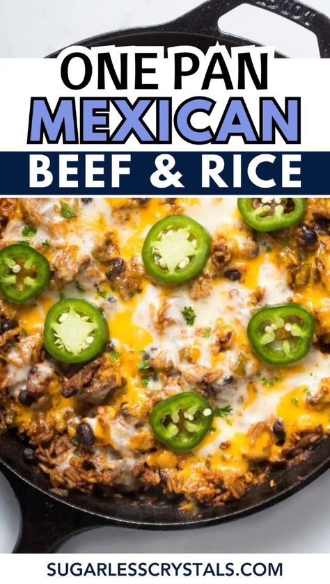 Dive into flavor with our Flavorful One-Pan Mexican Beef and Rice Skillet! This easy recipe combines tender ground beef, aromatic onions, garlic, and a medley of corn, black beans, and rice, all simmered in taco seasoning and chicken broth. Perfect for a Mexican fiesta or a cozy family dinner, it's versatile, budget-friendly, and simple to make. Skip the takeout and enjoy a homemade meal that's as satisfying as it is delicious. Learn how to make it step-by-step and savor every bite! Ground Beef And Rice Recipes Healthy, Mexican Beef And Rice Soup, Mexican Beef And Rice Skillet, Beef And Rice Skillet, Honey Glazed Pork Chops, Rice Skillet Meals, Fiesta Food, Minced Meat Dishes, Lazy Dinners