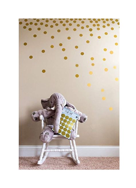 Yellow Girls Room, Little Bookshelf, Gold Wall Decals, Polka Dot Decor, Polka Dot Walls, Trendy Wall Decor, Gold Dot, How To Hang Wallpaper, Gold Stickers