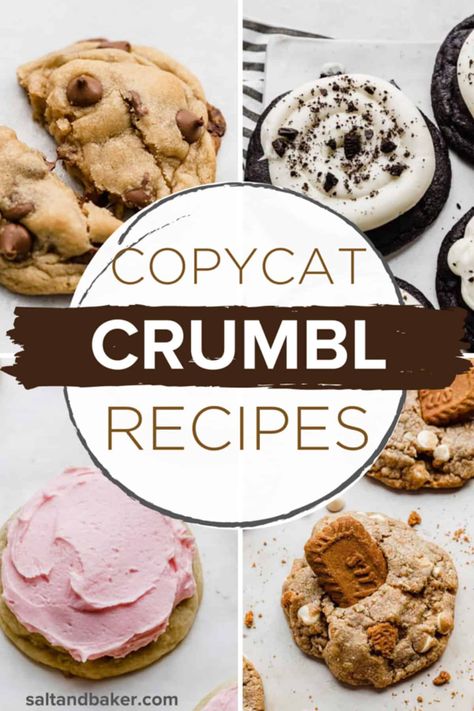 Cookie Copycat Recipes, Crumbl Cookie Recipes, Crumbl Recipes, Crumbl Cookie Copycat, Copycat Crumbl Cookie, Cookies And Cream Milkshake, Cookies And Cream Frosting, Crumble Cookie Recipe, Popular Cookies