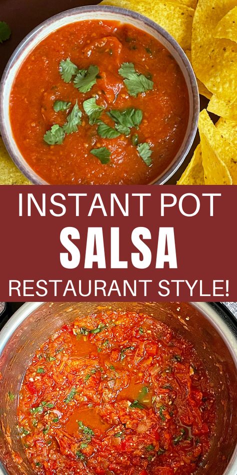 instant pot salsa Insta Pot Salsa, Instant Pot Salsa, Salsa Instant Pot, Pressure Can Salsa Recipe, Restaurant Style Salsa Recipe With Fresh Tomatoes, Restraunt Style Salsa Recipe, Cooked Salsa Recipe, Easy Restaurant Style Salsa, Freeze Salsa