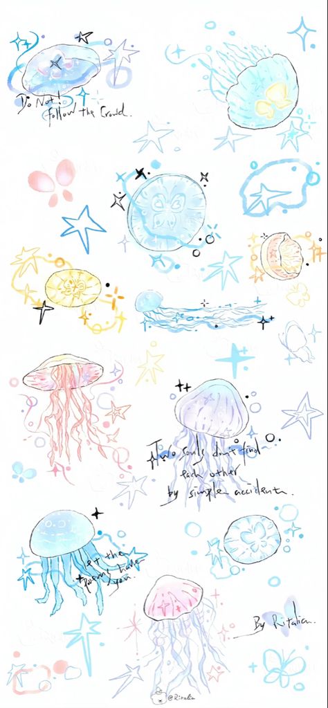 Trend Tattoos, Jellyfish Art, Aesthetic Wallpaper Iphone, Wallpaper Doodle, Fish Wallpaper, 캐릭터 드로잉, Iphone Wallpaper Themes, Wallpapers Iphone, Tumblr Wallpaper