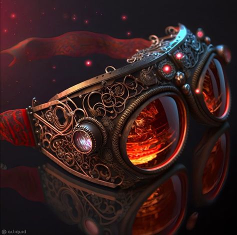 #ai-art #steampunk #Fantasy Fantasy Goggles, Magic Council, Fantasy Glasses, Magic Elements, Character Accessories, Steampunk Glasses, Fantasy Items, Steampunk Fantasy, Dnd Items