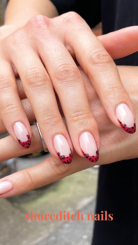 Red Leopard Print French Tip Nails animal print nails almond nails long nails autumnal nails animal print trend Red Leopard Print Nails, Print French Tip Nails, Autumnal Nails, Uñas Animal Print, Leopard Print Nail Art, Leopard Print Nail, Print Nail Art, Red Leopard Print, Leopard Print Nails