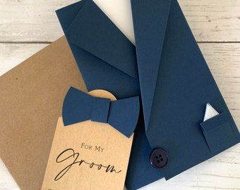 Mother To Son, Tuxedo Card, Unique Scrapbooks, Son Father, Money Card, Job Promotion, Say Congratulations, Blue Card, Money Envelopes