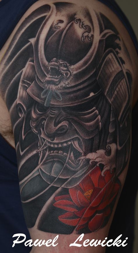 Pawel and I am the founder, owner and full time artist in Skin City Tattoo. I started tattooing in 2000 and do it till today. Created Skin City in 2010 Samurai Mask Tattoo, Tato Setengah Lengan, Japanese Warrior Tattoo, Samurai Tattoo Sleeve, Japanese Leg Tattoo, Tato Ikan Koi, Oni Mask Tattoo, Samurai Warrior Tattoo, Hannya Mask Tattoo