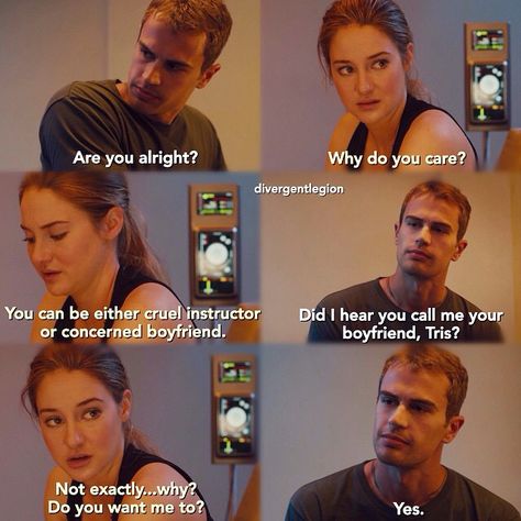 Tris And Tobias Kiss, Reminiscing Quotes, Divergent Jokes, Divergent Cast, Divergent Fan Art, Divergent Dauntless, Divergent Theo James, Divergent Memes, Divergent Tris