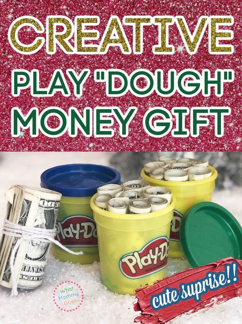 Do you need a cute Christmas Money Gift Idea? This hidden money gift is a cute way to use Playdoh containers! Such a creative DIY gift idea! It’s just one way wrapping money in a different package can make a big impact! #DIYChristmas #giftideas Money Gift Idea, Play Dough Gift, Money Balloon, Wrapping Money, Inappropriate Gift, Stocking Ideas, Gift Money, Money Gifts, Creative Money Gifts